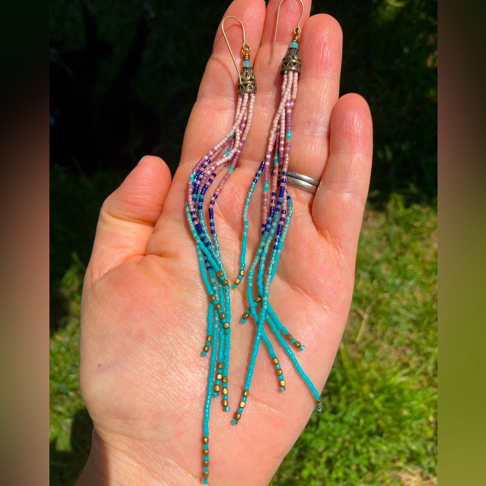 Handmade Long Beaded Earrings